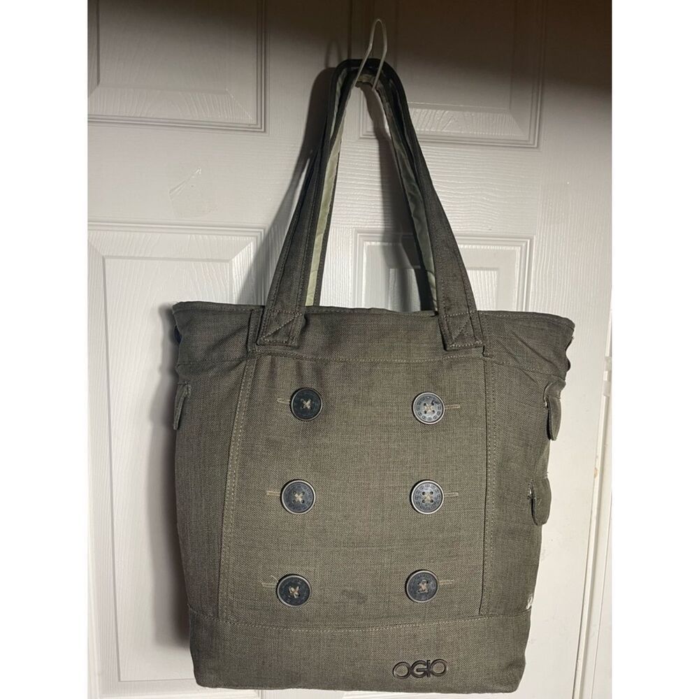OGIO Olive Green Canvas Double-Button Tote laptop sleeve carry all tote bag